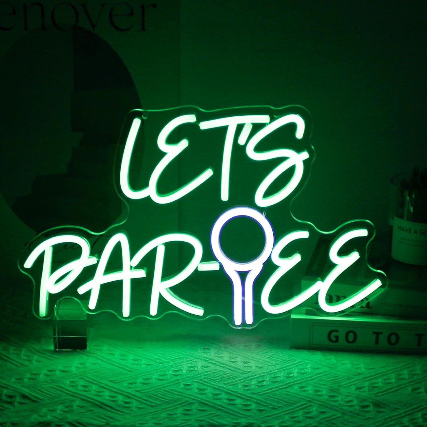 Neon Sign Party - Let's Par Tee Neon-Schild Golfball USB