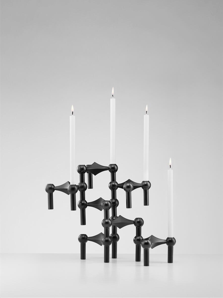 Centerpiece Stick - Metall-Kerzenhalter mit Molekülstruktur, schwarzer Kerzenständer als