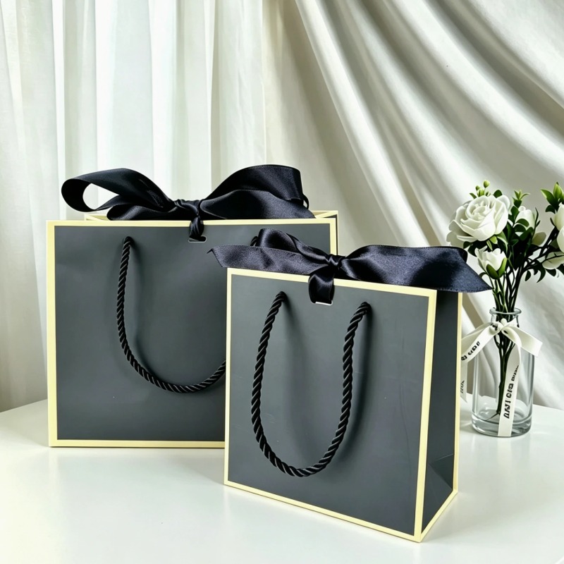 Event Party Box - Schwarz-weiße Kraftpapier-Geschenktüte für Schmuck, Goldgeschenkbox für