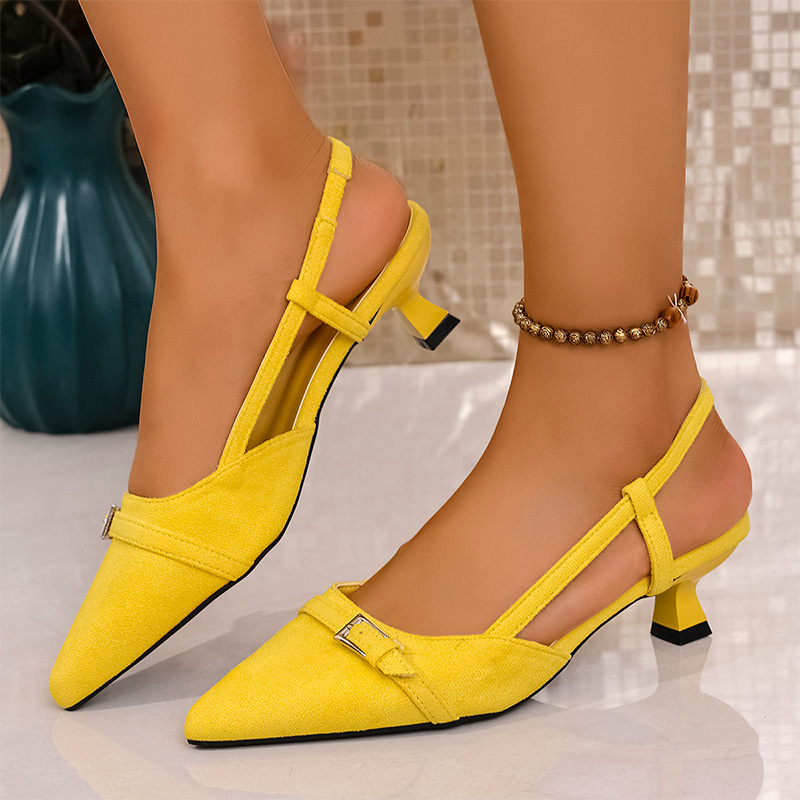 Neon Sign Party - Modische gelbe High-Heels-Sandalen für Damen, Schnallen-Dekor,