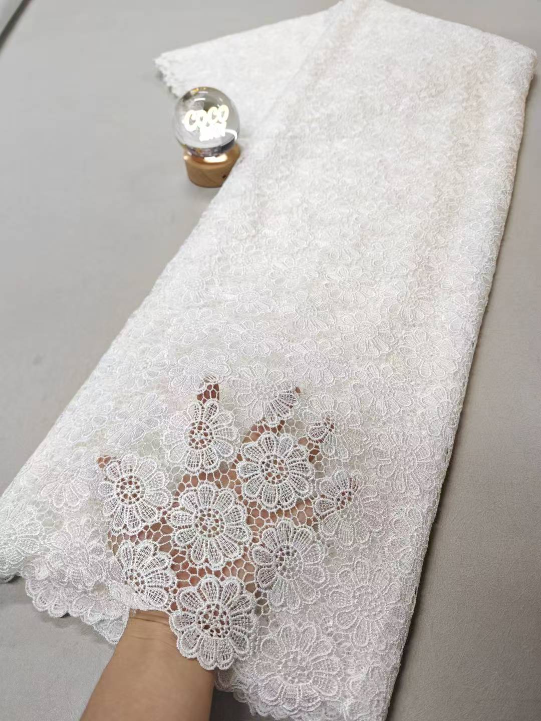 Glitter Tablecloth - Afrikanischer nigerianischer Tüll-Spitzenstoff, hochwertiges Baumwollkleid für