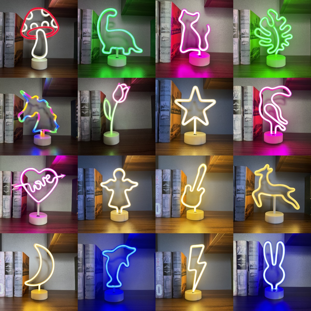 Neon Sign Party - LED-Neonlicht mit Standfuß, verschiedene Formen, USB-