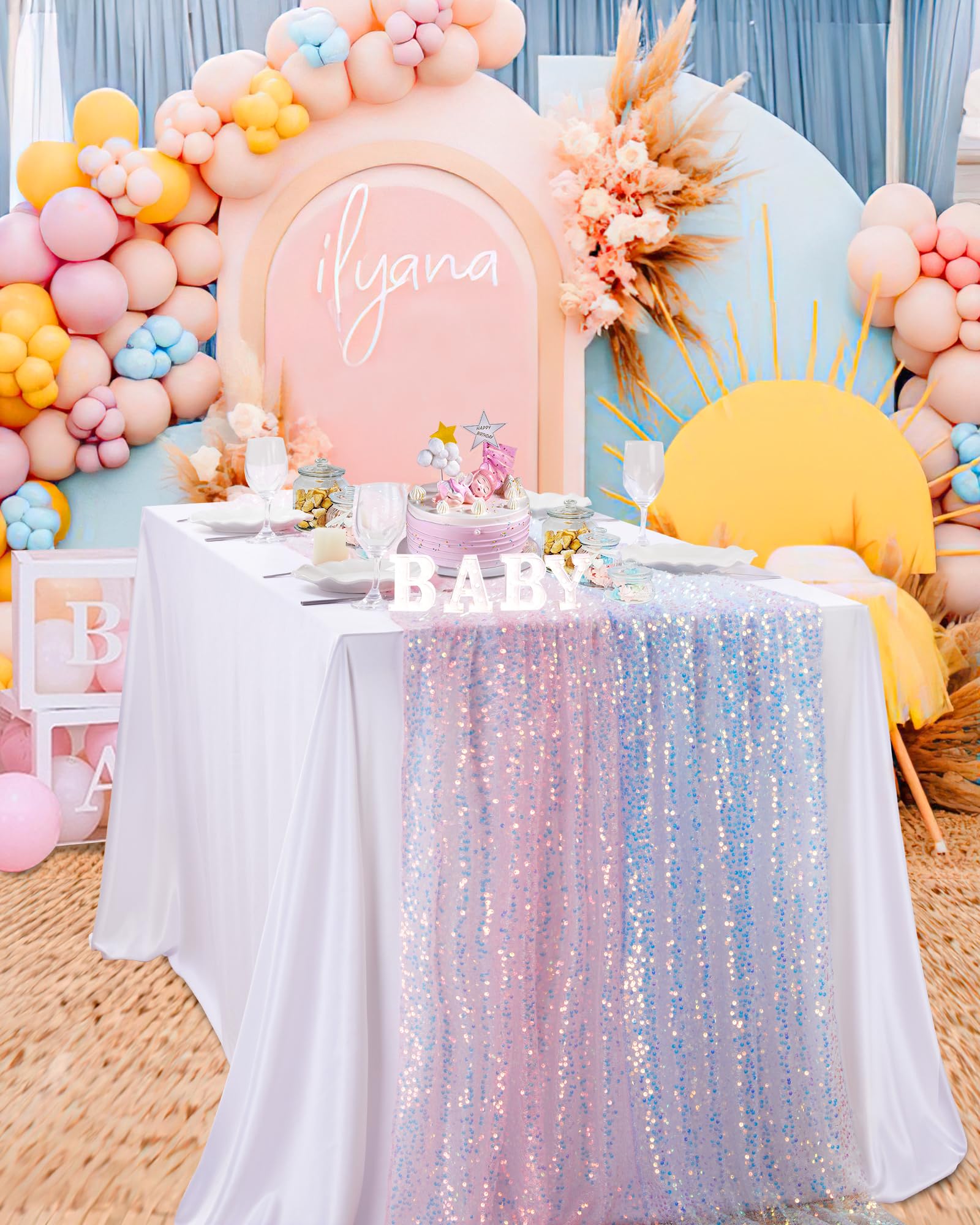 Paillettenstoff, schillernder  – Glitter Tablecloth Bewertung und Preis